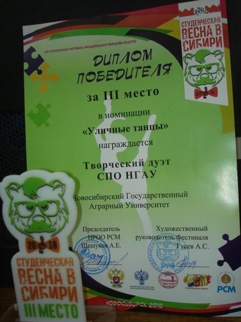 Участие в региональном фестивале Студенческая весна в Сибири-2018